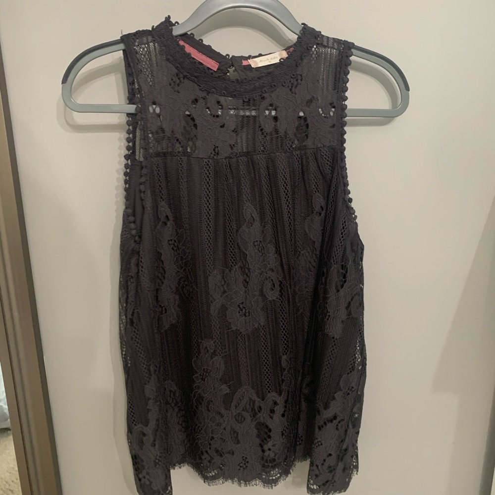 Altard State Steel Gray Lace Top